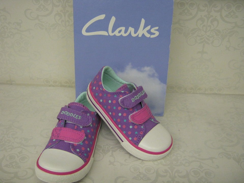 clarks girls katey kate purple spotty canvas velcro doodles from