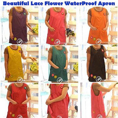 Beautiful Lace Flower WaterProof Apron, Kitchen Linens CHOOSE 8 COLOR