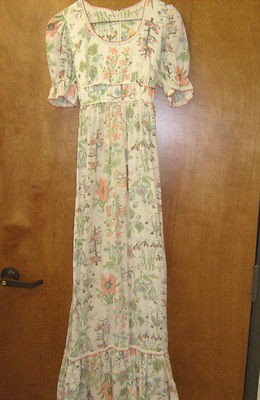   Colonial Reenactment Costume Long Dress Mixed Pattern Pre Owned