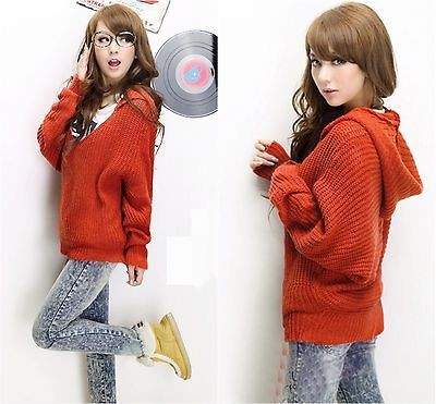   Knit Hoodies Fashion School Girl Knitwear Sweater Hoodie Cardigan