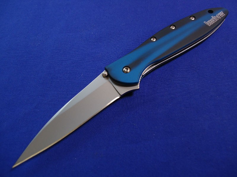 KERSHAW 1660BB BLUE BLACK LEEK PLAIN EDGE SPEEDSAFE POCKET KNIFE USA 