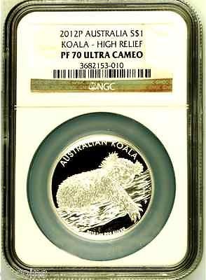 2012 P SILVER AUSTRALIA NGC PF70 KOALA HIGH RELIEF PROOF 10000 MINTED 