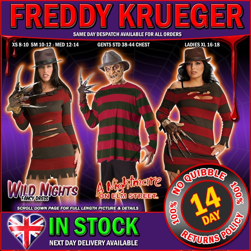   FANCY DRESS COSTUME A NIGHTMARE ON ELM ST MENS LADIES FREDDY KRUEGER