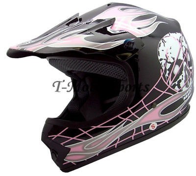 youth black pink skull dirt bike motocross helmet mx s