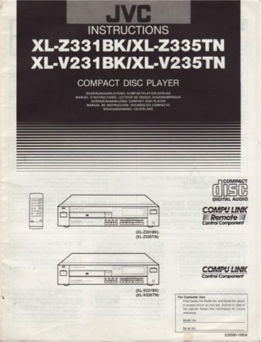 JVC XL Z331BK,XL Z335TN,XL V231BK,XL V235 Owners Manual