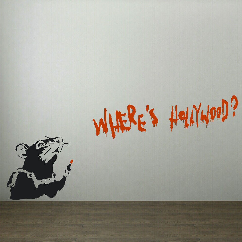 LARGE BANKSY BEDROOM WALL RAT HOLLYWOOD MURAL ART STICKER TRANSFER 