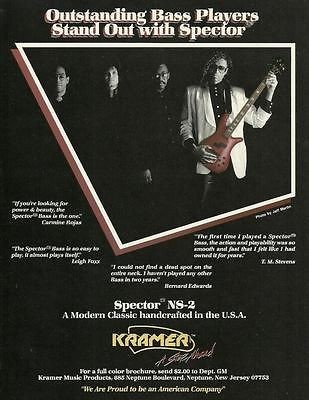   STEVENS CARMINE ROJAS 1986 KRAMER SPECTOR NS 2 BASS GUITARS 8X11 AD