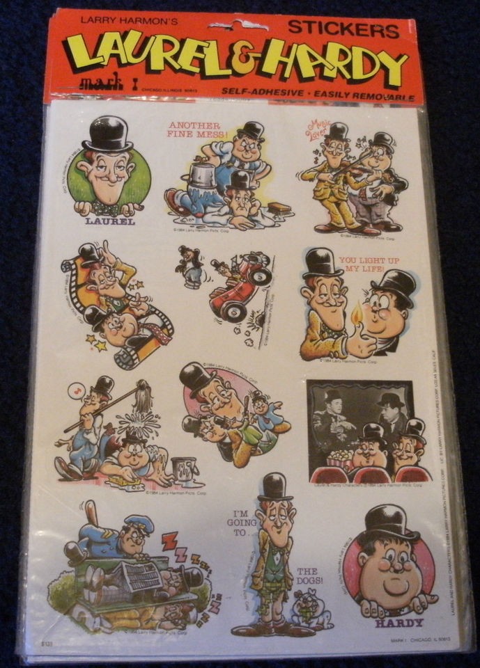 laurel and hardy stickers larry harmon 1984 mark i time