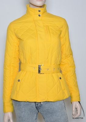 Nwt Lauren by Ralph Lauren Quilted Jacket Parka Belted Coat Top ~Mango 