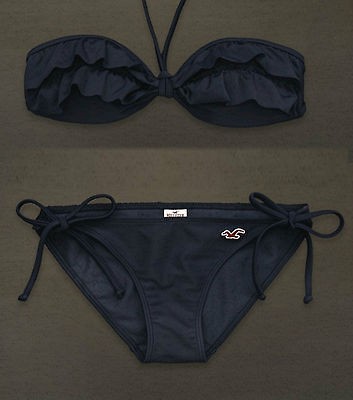 NWT Hollister Abercrombie Womens LA JOLLA Bikini NAVY Logo Swim Wear 