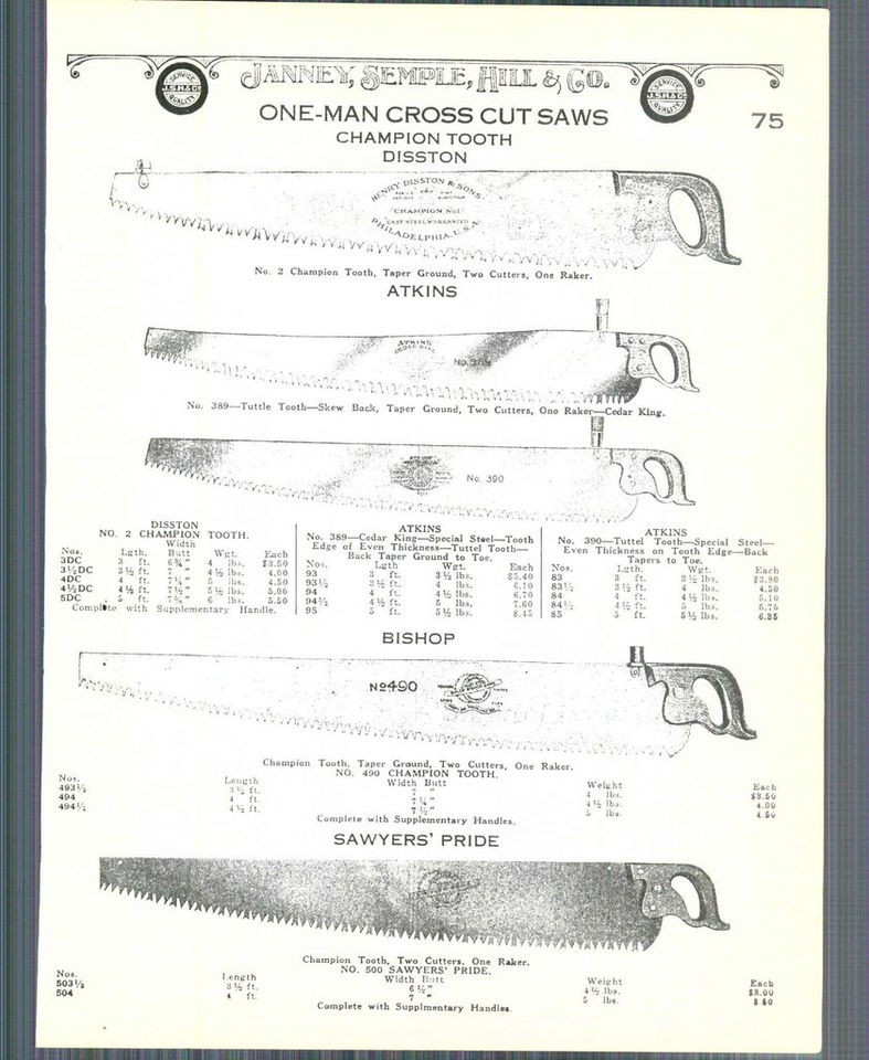 1928 ad Disston Champion Tooth One 1 Man Cross Cut Saws Sawyers Pride 