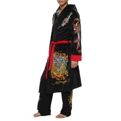 ed hardy love kills slowly velour reversible robe sml