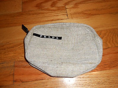prada beigh and black material pouch cosmetic case