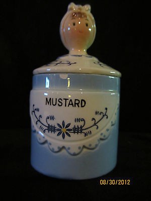   listed VINTAGE DAVAR JAPAN KITCHEN MAIDS LADY MUSTARD JAR 1960s