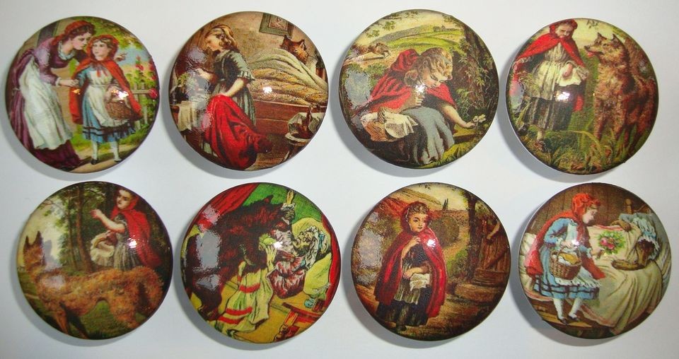 Handmade Vintage Little Red Riding Hood Dresser Drawer Knobs 