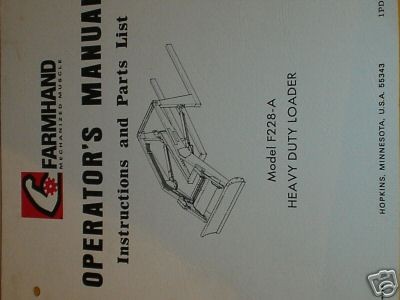 farmhand f228 a heavy duty loader parts operator manual time