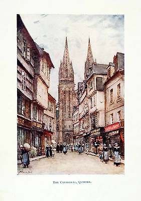   Print Roman Catholic Quimper Brittany France Architecture Arthur Bell