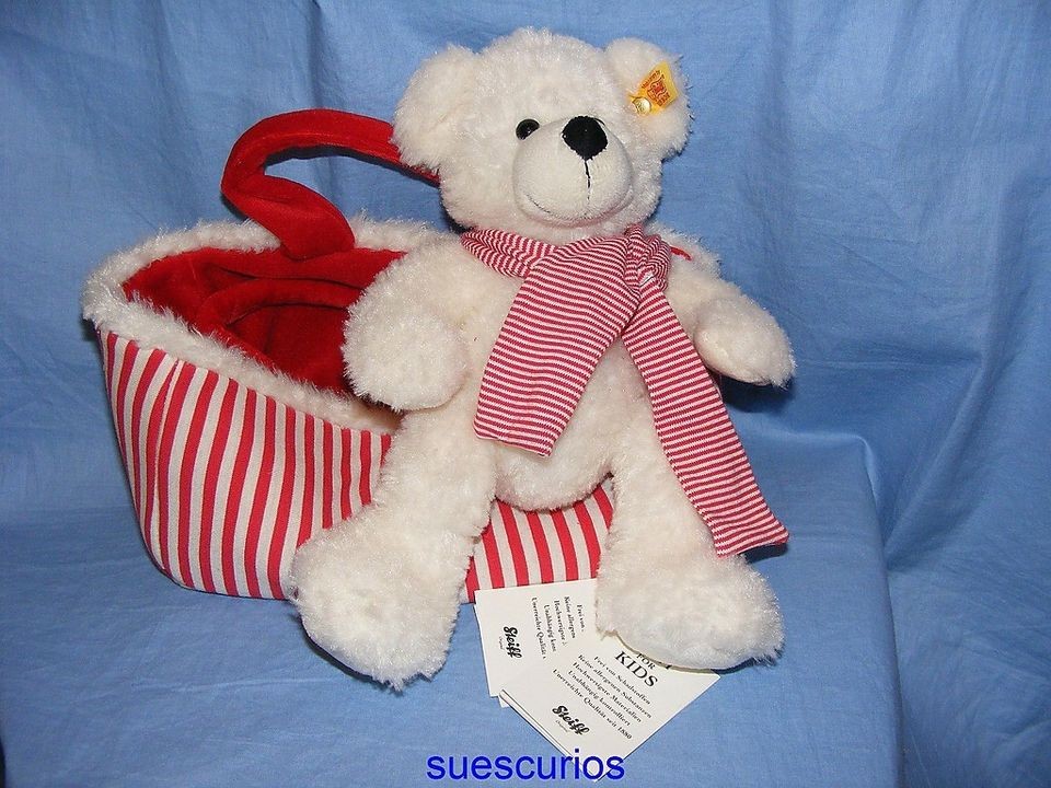 Steiff Soft Teddy Bear   Lotte With Handbag   White   28cm   111495 