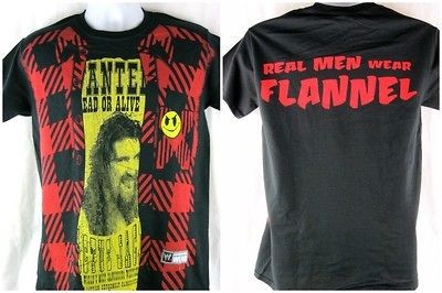 Mick Foley Real Men Wear Flannel WWE Authentic Black T shirt NEW