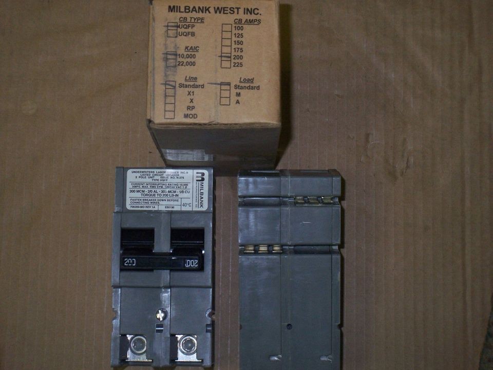 NEW MILBANK UQFP 2 POLE 200 AMP CIRCUIT BREAKER Zinsco challenger 