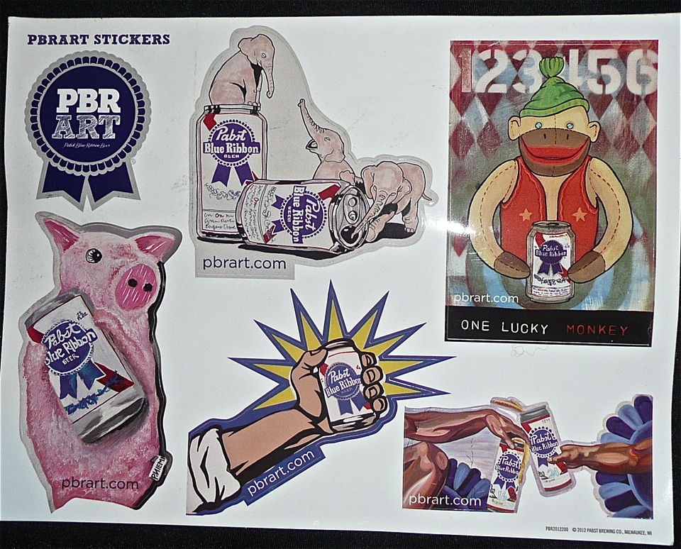 PBRArt Pabst Blue Ribbon Beer Sticker Decals (Sheet of 6) NEW