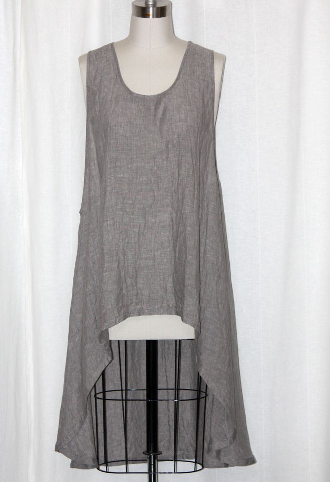 CHALET USA Hanky Linen Lagenlook LONG VEST Drip Back Hem Tunic 1X 2X 