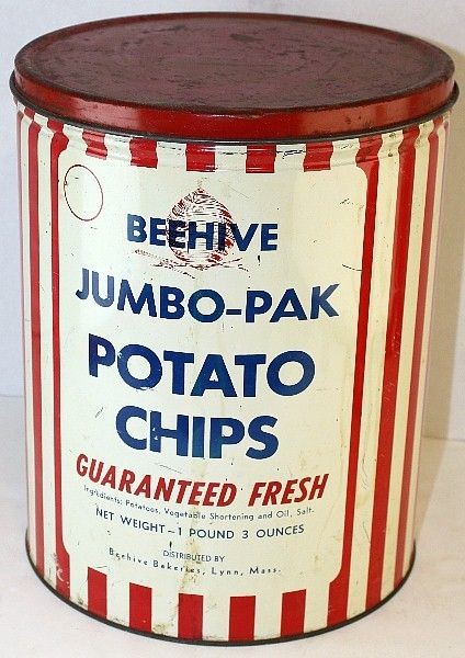 Large Vintage Stehman's Potato Chips Tin 32 Ounce 2 Pound Tin 