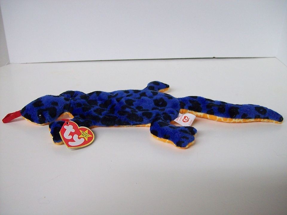 Ty Beanie Babies~4th Generation~Lizzy the Blue Lizard~Good Heart Tag 