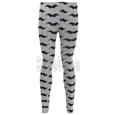 WOMENS LADIES MOUSTACHE PRINTED KNITTED THERMAL LEGGINGS SIZE SM(8 10 