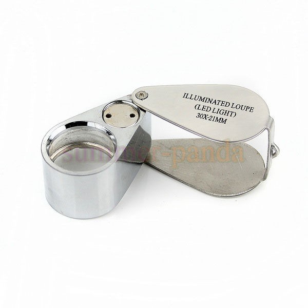 Illuminated 30X 21mm Jewelers Loupe Magnifier with LED Light 