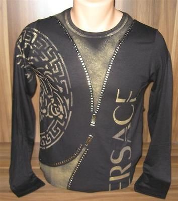 season versace black long sleeve t shirt size m