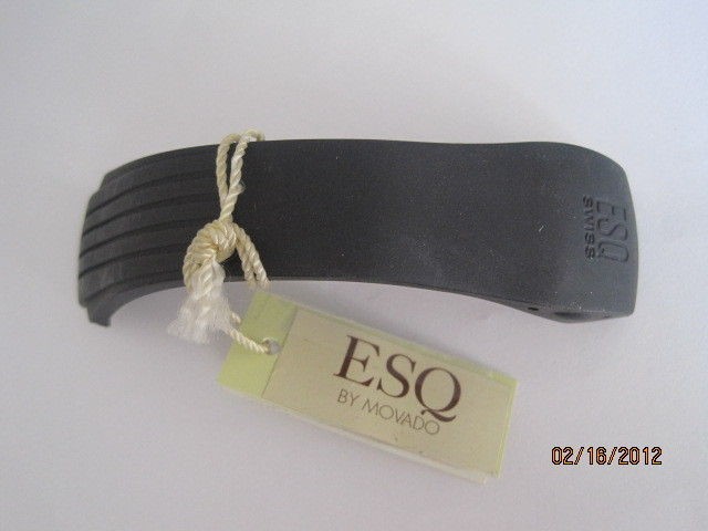 Esquire Swiss Black Rubber & Stainless Steel 23mm Watch Band 4.25 