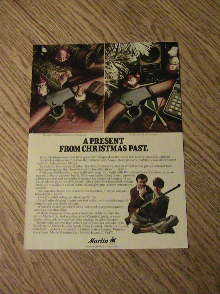 1980 MARLIN 22 RIFLE ADVERTISEMENT 1891 39A BOY MAN CHRISTMAS PRESENT 