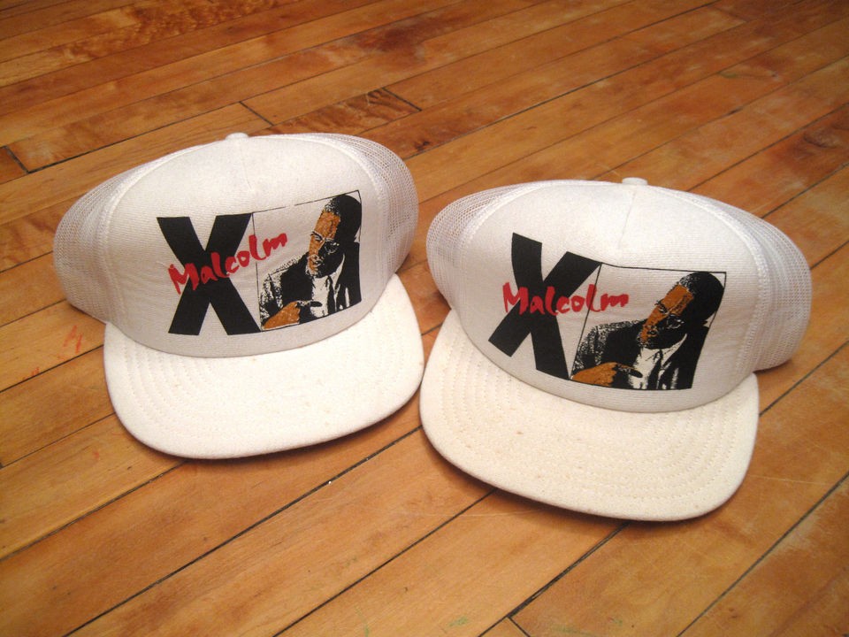 VTG 80s MALCOLM X SNAPBACK HAT Trucker Mesh Hat by SCREEN STARS cross 