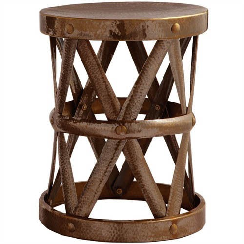 vintage brass art deco drum side table 