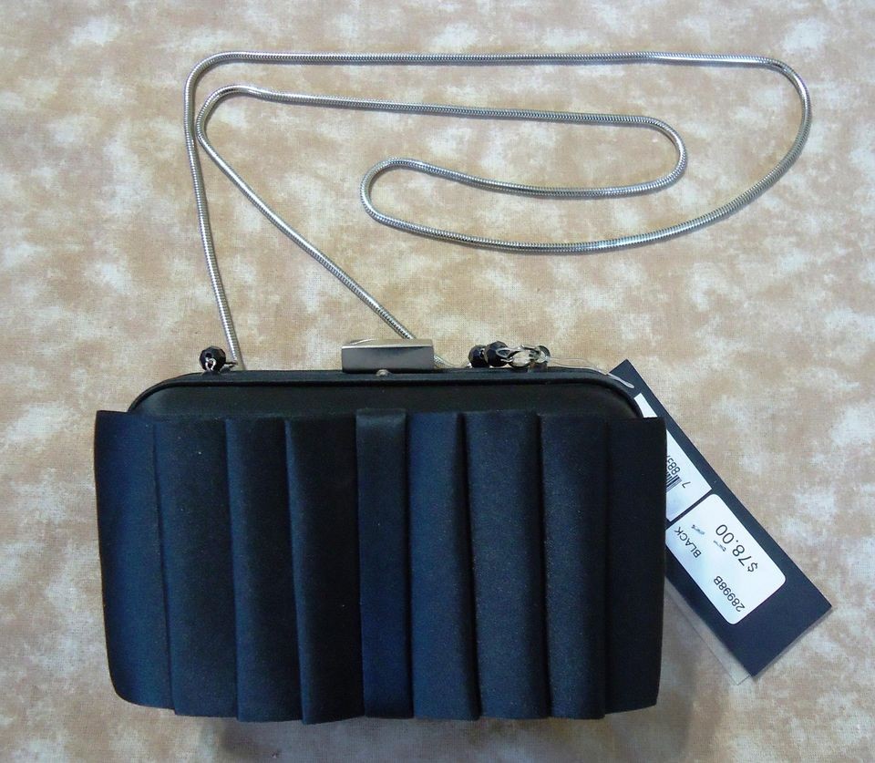 Aqua Women Black Satin w/Bow Embellished Evening Clutch Purse Bag MSRP 