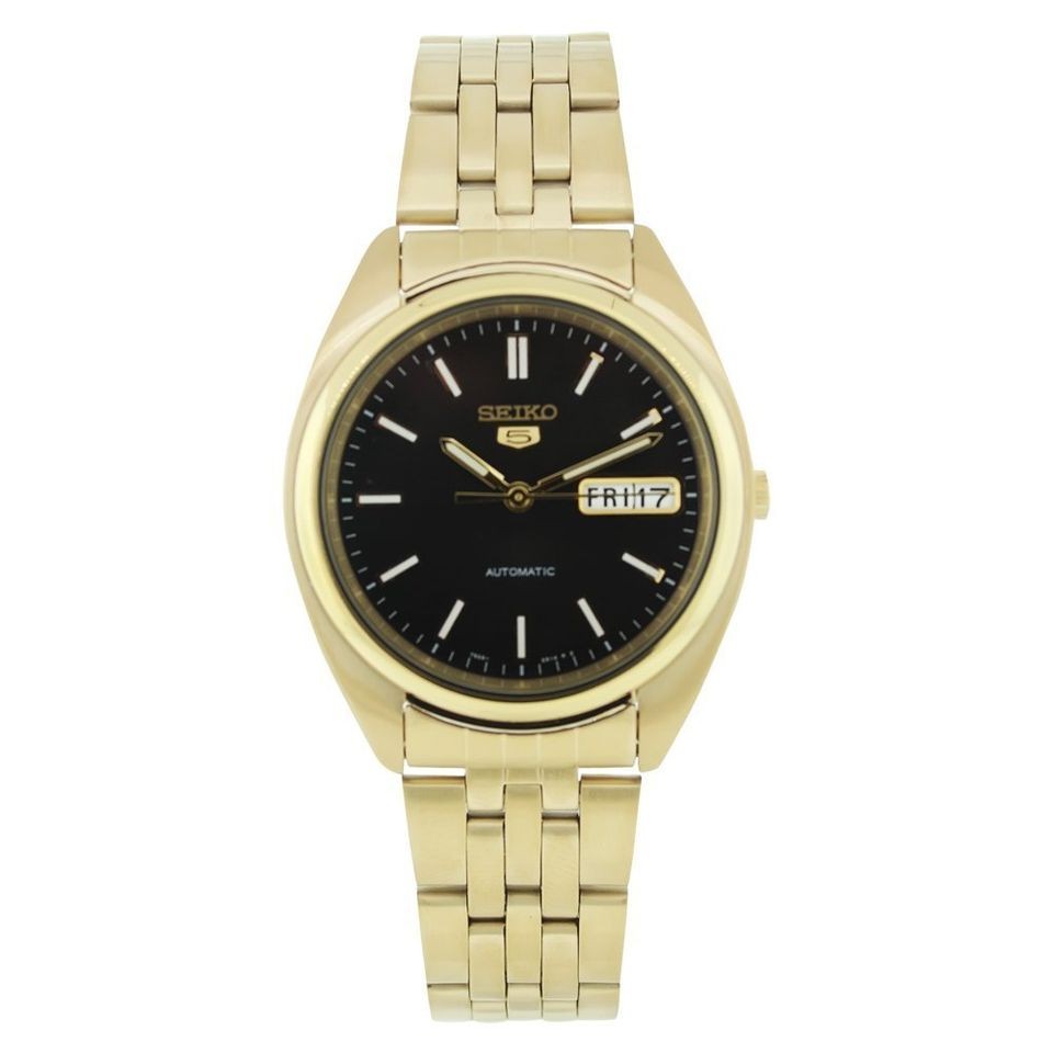 New Seiko Mens SNXA14K Gold Stainless Stee​l Analog with Black Dial 