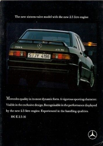 Mercedes Benz 190 E 2.5 16 Cosworth 1988 90 UK Brochure