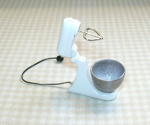 Miniature Mixer, 1 Tall (SMALL), White Enamel, Hinged Top DOLLHOUSE 