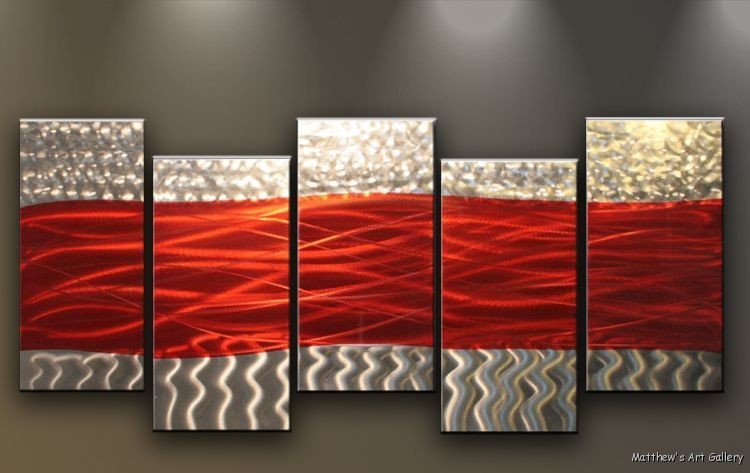 Metal Wall Art Contemporary Abstract Modern Sculpture 5 Panels HUGE 