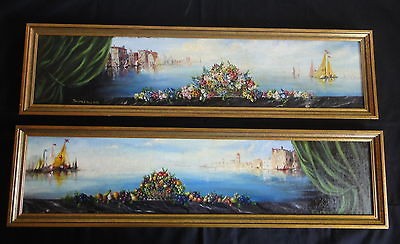 Italian Pair Oil Painting of Venetian/Venic​e Vintage 1970s