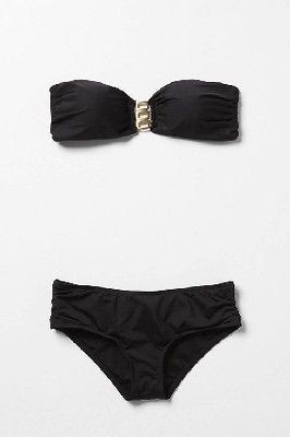 ANTHROPOLOGIE $146 BLACK ADORNED L SPACE BIKINI SWIMSUIT NEW XS