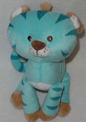 Amscan Cuddle Club Blue Plush Tiger Tan Feet Ears Nose Stitched Eyes 7 