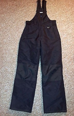 YOUTH SLALOM SNOW SKI PANTS ~ BLACK ~ XLARGE ~ ZIP FRONT OVERALLS