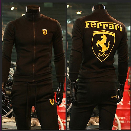 spring slim fit ferrari casual zip up jacket black