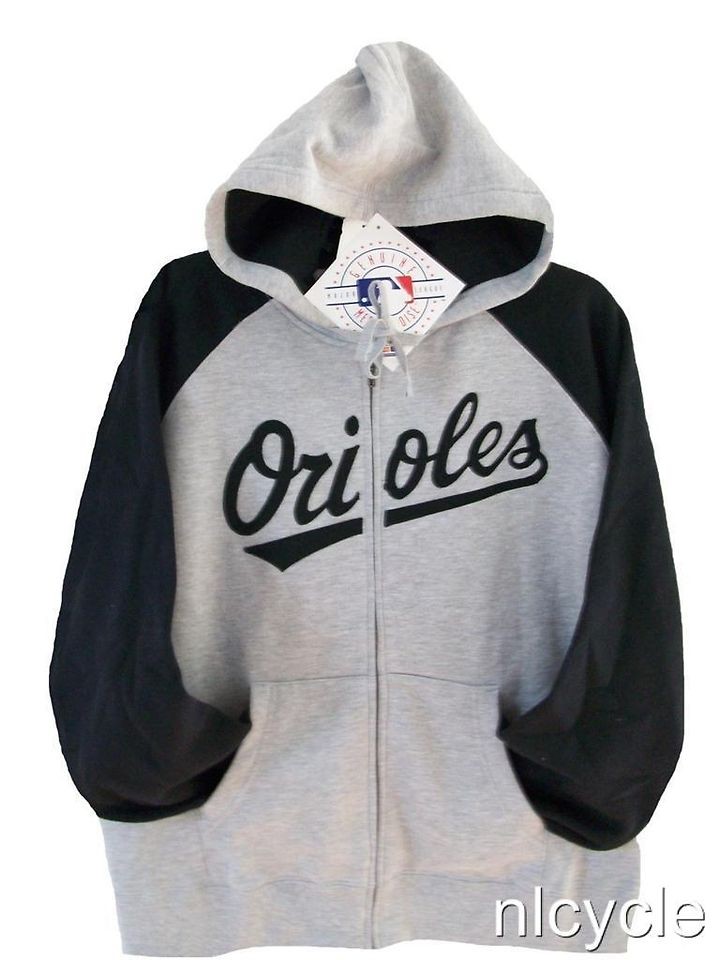 Balitmore ORIOLES MLB MAJESTIC HOODIE JACKET w Script PATCH Womens M L 