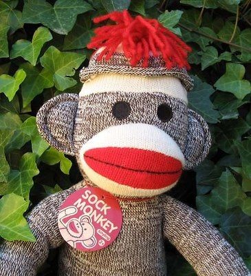 sock monkey 20 schylling retro stuffed toy plush doll new returns 