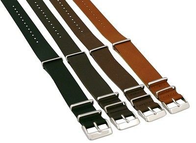 18MM LEATHER NATO Style MILITARY WATCH BAND Timex SOLID Strap FITS ALL 