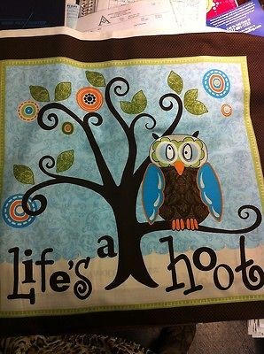 BIN Remnant Fabric Owls Lifes A Hoot Panel Pink Fabric 21x21 flat 1 