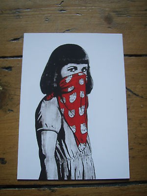 DOLK TEDDY RIOT GIRL A6 400gsm POSTCARD inc faile DFACE KAWS BANKSY 